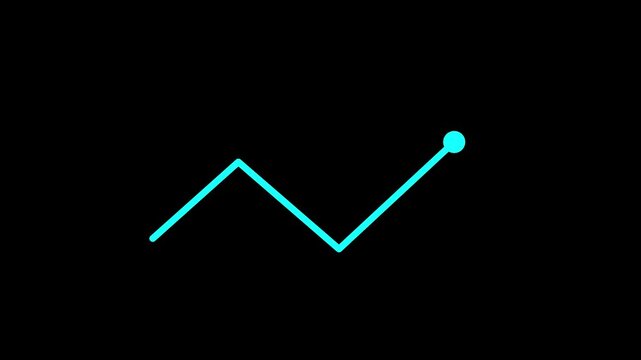 Glowing Minimal line chart icon style, business analytics trend graph, simple data visualization design.4k motion graphics video animation