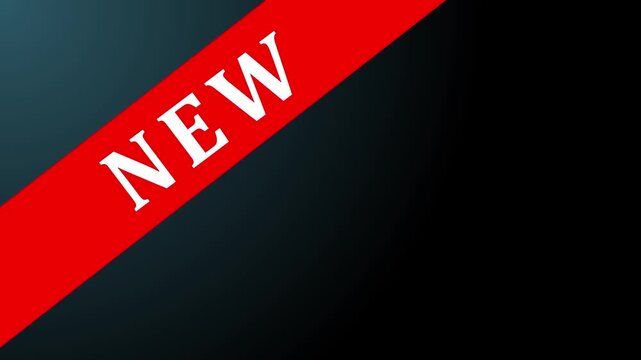 Glowing Diagonal new ribbon icon banner, promotional marketing new label, sale announcement sticker element.4k motion graphics video animation