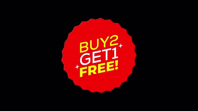 Animated Buy 2 Get 1 Free Sticker Peeling On and Off