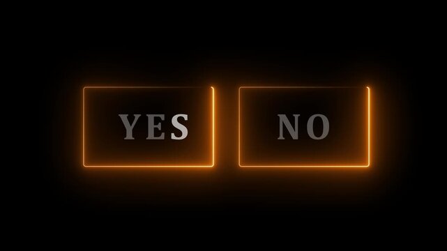 neon Yes and no button icon, decision confirmation interface for ui ux apps and websites.4k motion graphics video animation