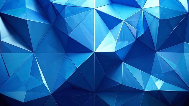 A vibrant blue abstract background with geometric triangular shapes