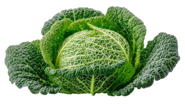 Savoy cabbage with textured green leaves