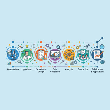 Vector infographic showing the steps of the scientific method