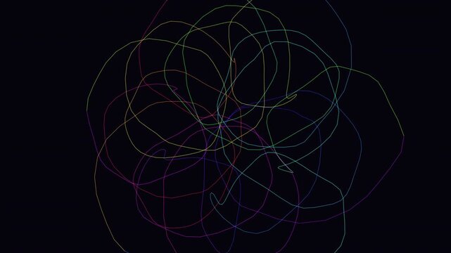 Seamless 4K loop of a glowing lime torus knot morphing through an abstract topology field in rich volumetric light. Ideal for science background, data visualization. 4K UHD.