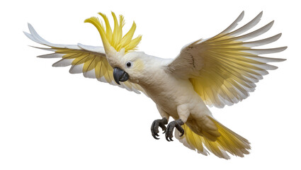 Sulphur-crested cockatoo bird with yellow crest flying © darietta