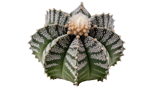 Star Cactus Astrophytum Myriostigma with White Flowers
