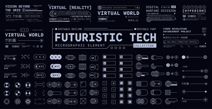 Set of Micrographic element Futuristic UI Cyber Futuristic technology Collection