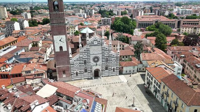 Aerial view of Monza Cathedral (Duomo di Monza), Lombardy, Italy