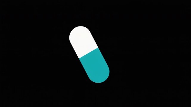 Animated Flat Vector Capsule Pill Icon on Black Background
