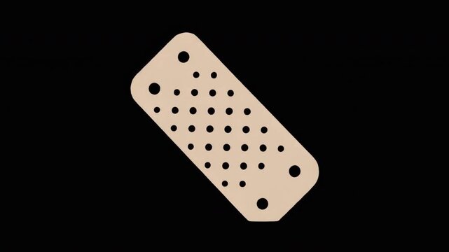 Animated Flat Vector Adhesive Bandage Icon on Black Background