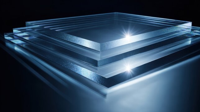 Precision Cut Polished Acrylic Sheets Stacked Reflecting Light