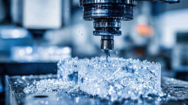 Precision Metal Machining: A Cutting Tool Drills into a Workpiece, Creating Metal Chips