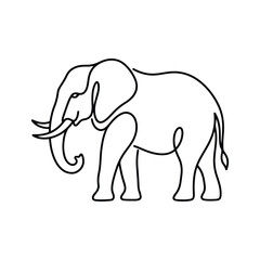 Fototapeta premium A black line drawing of an elephant on white background