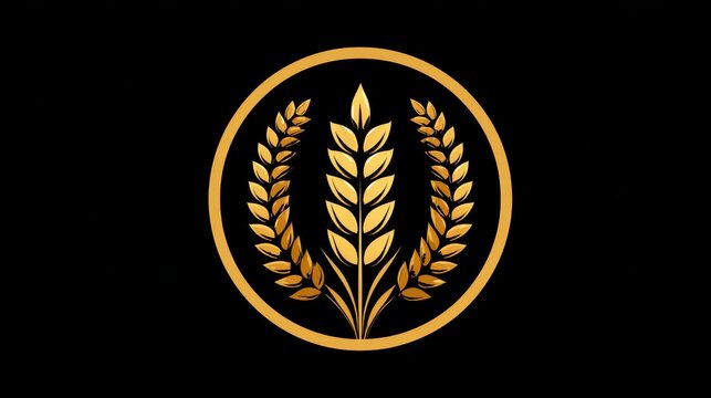 2.Classic agriculture logo with wheat sheaf icon, minimal vector illustration, natural and organic farming concept