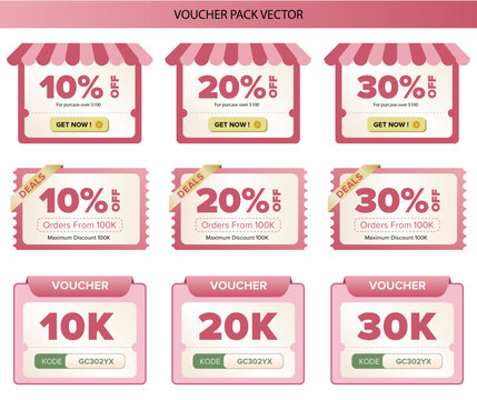 E-commerce promo sale voucher pack with percentage discount and promo codes