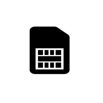Black sim card icon for mobile phone communication