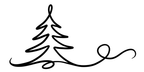 Obraz premium illustration: hand drawn line art of a seasonal advent christmas tree isolated on white or transparent png