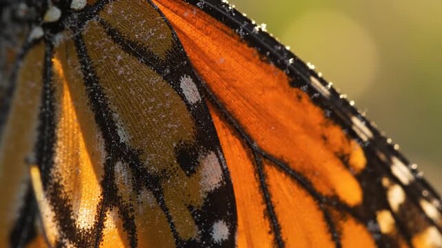 Monarch butterfly wing close up detail.