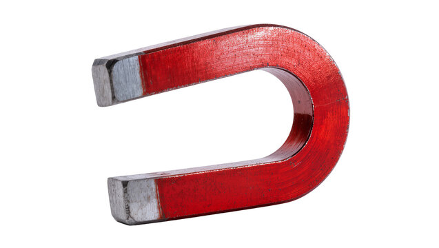 Red horseshoe magnet with silver ends
