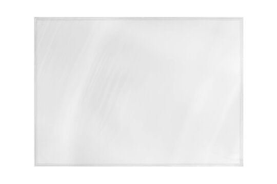 Transparent frosted glass frame with rounded corners and glossy reflection, isolated on a transparent background.