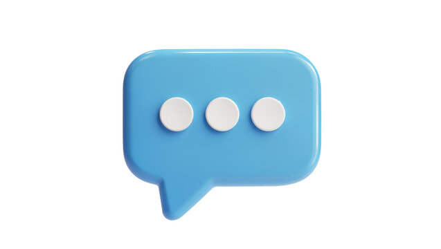 Blue speech bubble with three white dots