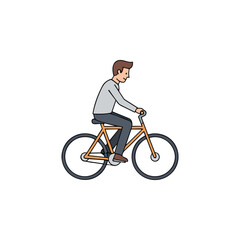 Naklejka premium Man riding bicycle on road with casual clothing on