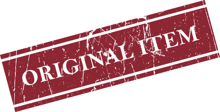 Distressed red rubber stamp reads original item isolated on white background authenticity concept