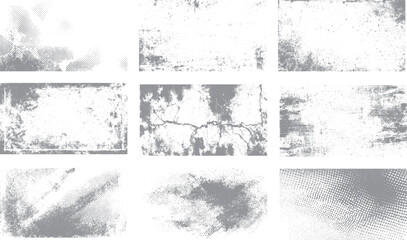 Obraz premium Urban grunge overlay set with rough concrete backgrounds Vintage concrete wall textures with damaged surface detail
