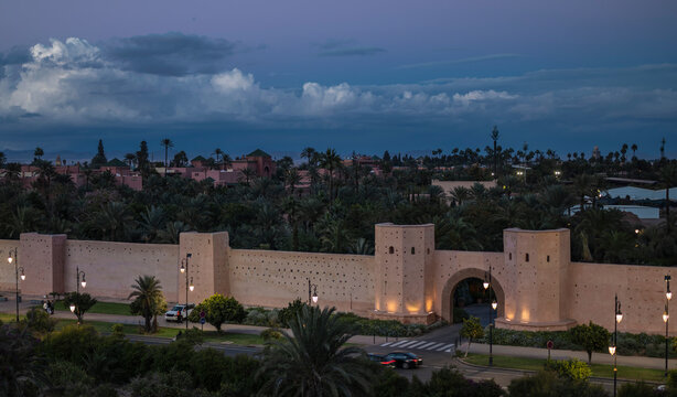 fortified wall around the old Medina in Marrakesh