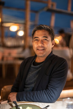 portrait of a handsome man at bar in Marrakesh