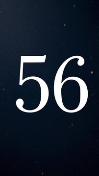 Gold Glitter Blow‑Away Reveal of Number 56 on Solid Background