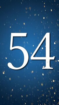 Gold Glitter Blow‑Away Reveal of Number 54 on Solid Background