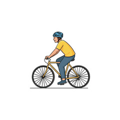 Fototapeta premium Man riding bicycle in casual outdoor setting with safety gear