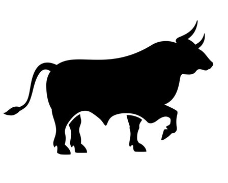 Angry bull vector silhouette icon