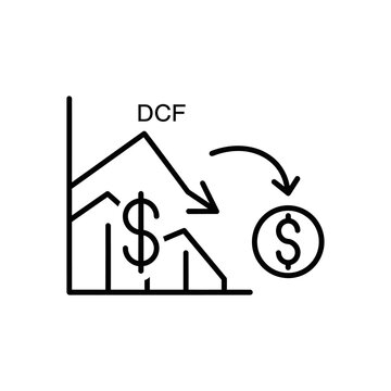 DCF Discounted Cash Flow Analysis Stock Market Graph Falling Dollar Icon