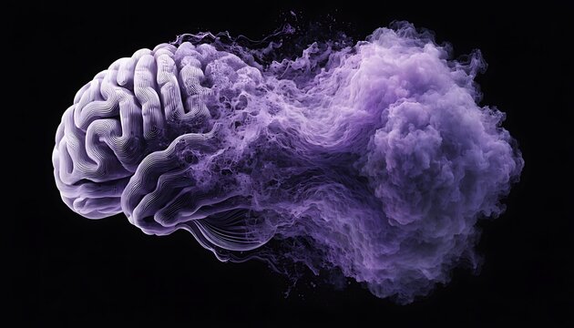 Glowing AI Brain Neural Network Technology Concept. Artificial Intelligence Digital Mind Background