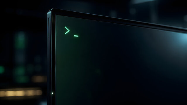 Command Line Interface with Green Terminal Prompt Cursor on Computer Monitor - Software Development, Coding, Cyber Security, and Hacking Concept