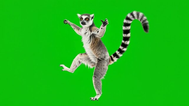 lemur dancing on green screen background for vfx projects video