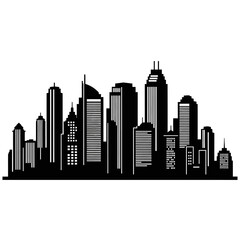 Fototapeta premium Modern City Skyline Silhouette Vector Illustration