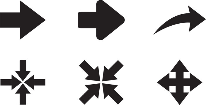 A set of Collection arrows sign. Black arrow icon set. Arrow vector icon.