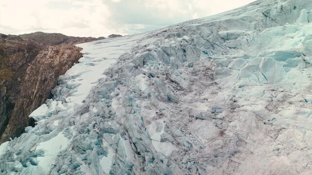 Aerial View of Buarbreen Glacier from Reinanuten Summit, Norway