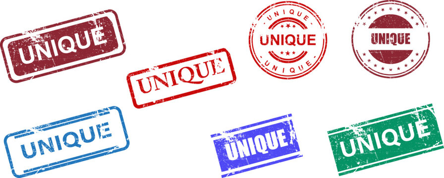 Collection of unique rubber stamps in various colors and shapes