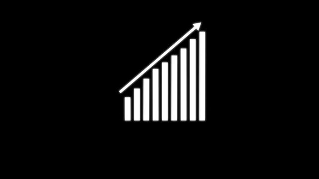 Business growth concept in graph chart showing marketing sales profit increasing to future target. business graph success Statistics bars columns growth animation arrow