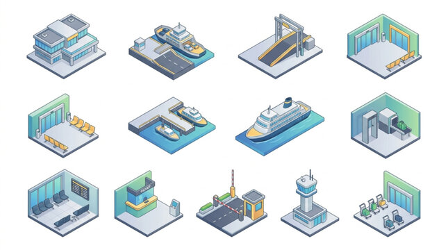Industrial Manufacturing Process Icons.