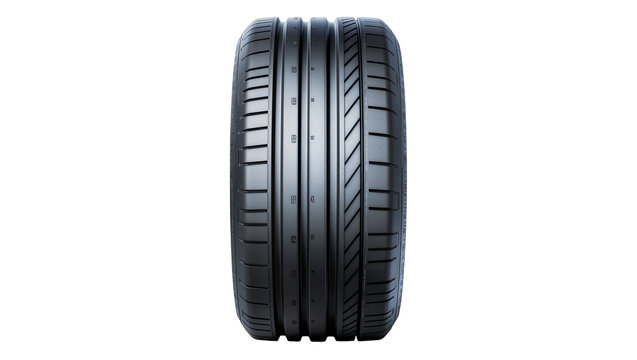 Car tire tread pattern black rubber, close-up view