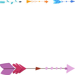 Fototapeta premium Set of artistic bohemian arrows featuring various colors and stylized details, creating versatile graphic elements for navigation, direction, and creative design projects