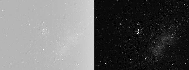 Abstract night sky overlay on gray and black background, realistic cosmic star dust or constellation texture © Maxim
