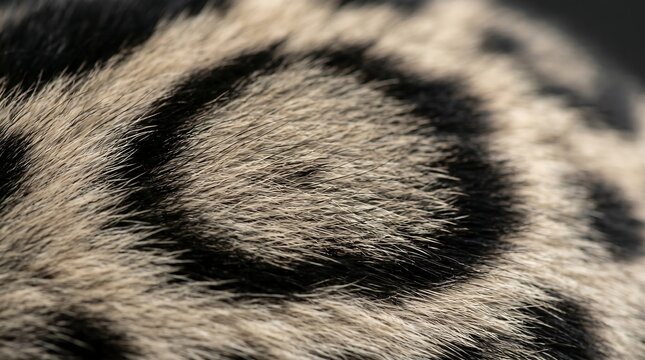 Macro view of clouded leopard fur texture with spotted pattern