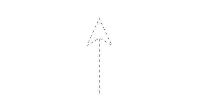 animated dotted arrow path growing upward on white background.
