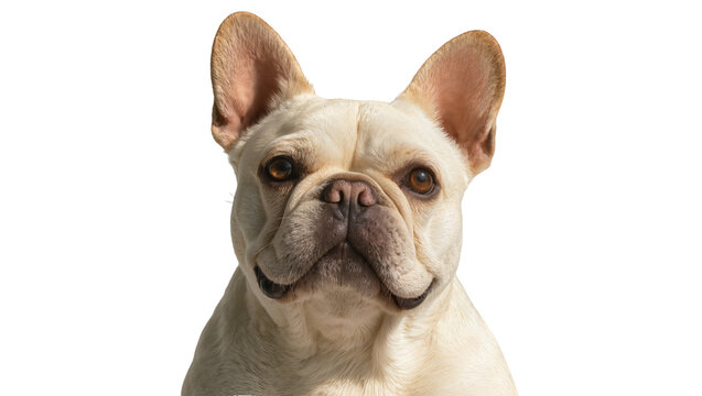 Cream French Bulldog close-up portrait with big ears